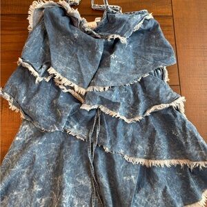 Like New! Size 6X/7 Ooh! La, La! Couture Blue Ruffled denim dress